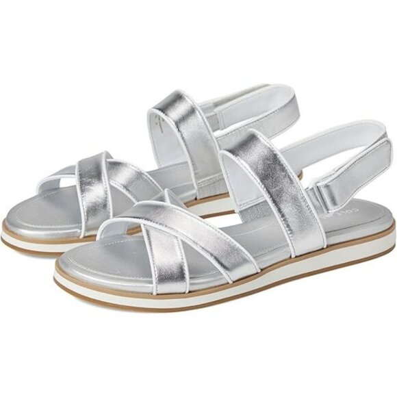 💕COLE HAAN💕 Mirabelle Crisscross Sandal ~ Silver/White 9.5 - Picture 1 of 6